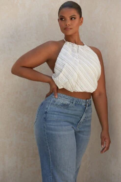 Linen Blend Backless Halter Top -Pinkyy Kleider Geschaft bette 7