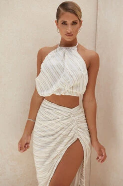 Linen Blend Backless Halter Top -Pinkyy Kleider Geschaft bettechryssie 5