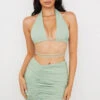Sage Halter Neck Gathered Bustier Top
