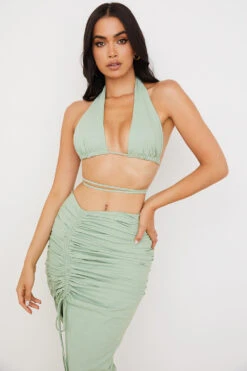 Sage Halter Neck Gathered Bustier Top -Pinkyy Kleider Geschaft calypso 3