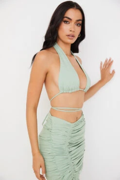 Sage Halter Neck Gathered Bustier Top -Pinkyy Kleider Geschaft calypso 5
