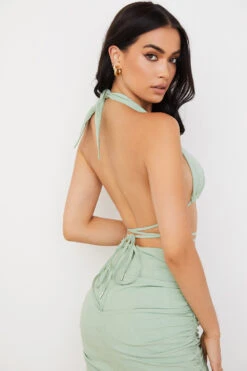 Sage Halter Neck Gathered Bustier Top -Pinkyy Kleider Geschaft calypso 6