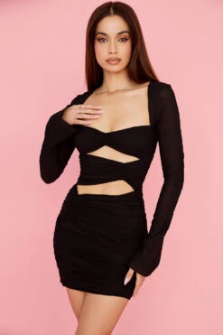 Black Real Silk Cutout Mini Dress 14 Black Real Silk Cutout Mini Dress -Pinkyy Kleider Geschaft camille 3