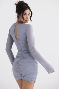 Dove Grey Real Silk Mini Dress -Pinkyy Kleider Geschaft camille 9h