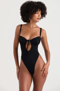 Black Cutout Swimsuit -Pinkyy Kleider Geschaft cannes blk 2