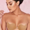 Front Fastening Moulded Microfibre 'V' Bra - Caramel