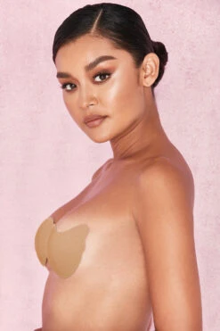 Front Fastening Moulded Microfibre 'V' Bra - Caramel -Pinkyy Kleider Geschaft caramel fastening 5