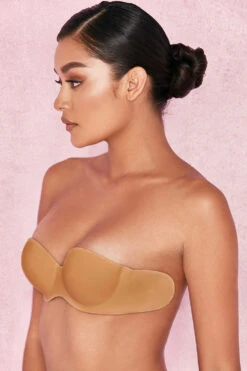 Strapless Backless Moulded Sticky Bra - Caramel -Pinkyy Kleider Geschaft caramel moulded bra 5