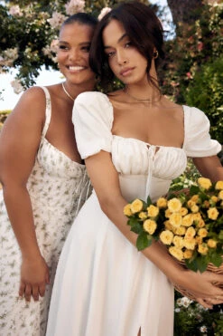 White Puff Sleeve Midi Sundress -Pinkyy Kleider Geschaft carmeng44