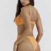 Light Orange Gathered High Leg Bikini Bottom