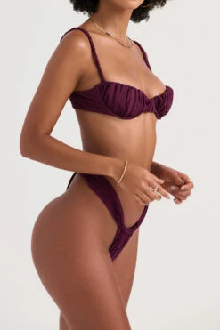 Prune Gathered High Leg Bikini Bottom -Pinkyy Kleider Geschaft cassisathens p 4r