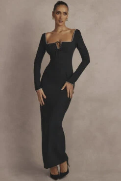 Black Crystal Embellished Maxi Dress -Pinkyy Kleider Geschaft cb bodyshots22124955