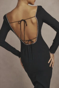 Black Crystal Embellished Maxi Dress -Pinkyy Kleider Geschaft cb bodyshots22124970