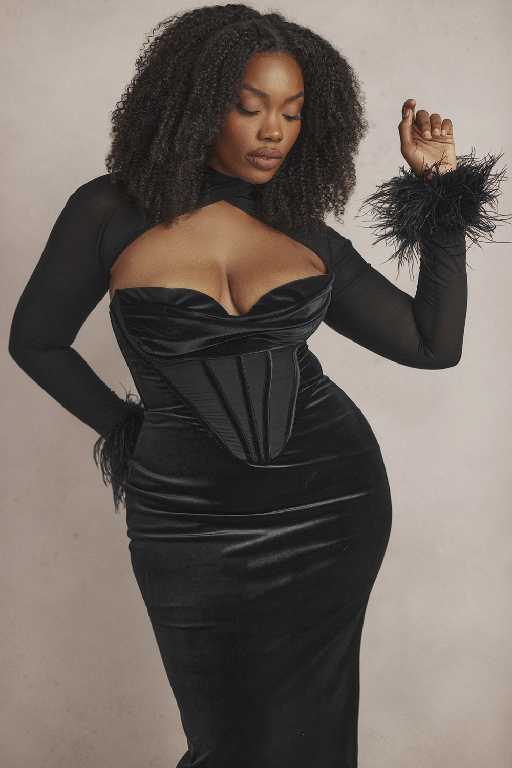 Black Velvet Corset Maxi Dress 17 Black Velvet Corset Maxi Dress – Bild 17