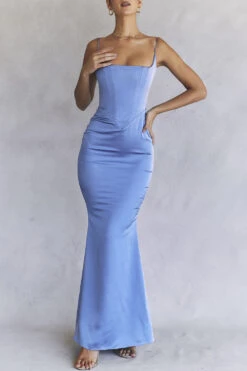 Periwinkle Satin Corset Maxi Dress -Pinkyy Kleider Geschaft cb25th july80837