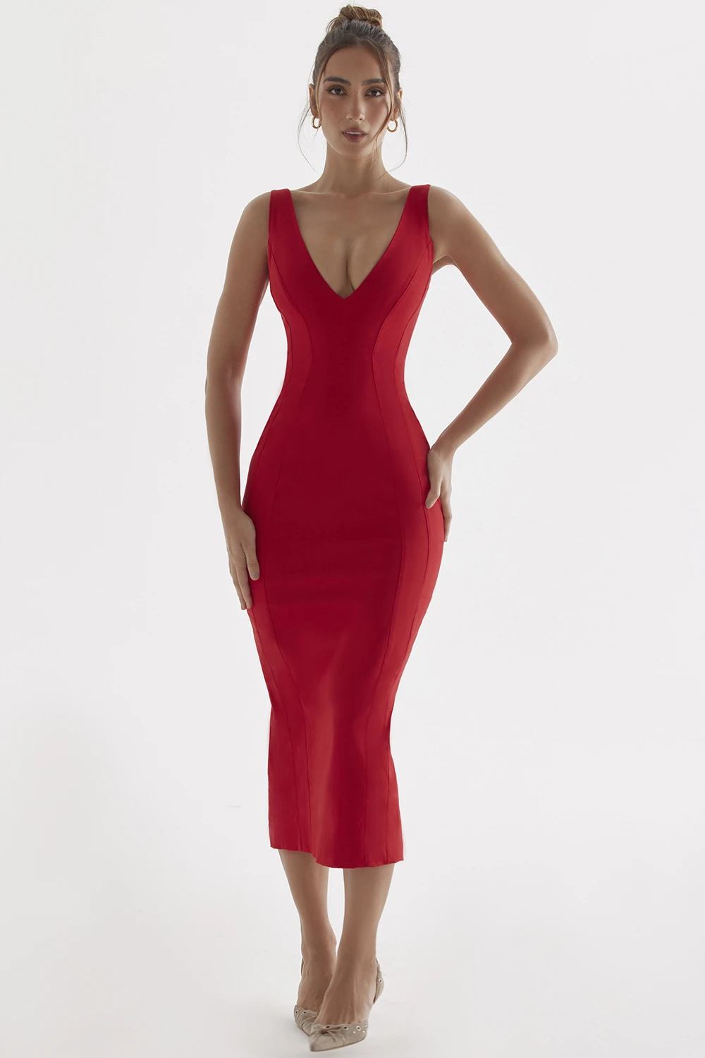 Red Rose Plunge Maxi Dress 3 Red Rose Plunge Maxi Dress – Bild 3