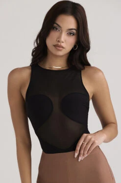 Black Sleeveless Bandage Bodysuit