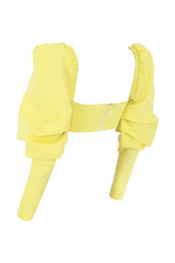 Mistress Rocks 'Tough Love' Lemon Puff Sleeve Cropped Top -Pinkyy Kleider Geschaft chr2454 02bb