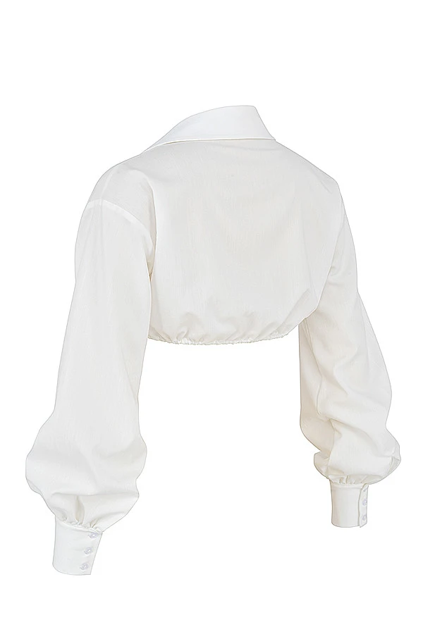 Mistress Rocks 'Wishlist' White Balloon Sleeve Cropped Shirt With Bralette 8 Mistress Rocks 'Wishlist' White Balloon Sleeve Cropped Shirt With Bralette – Bild 8