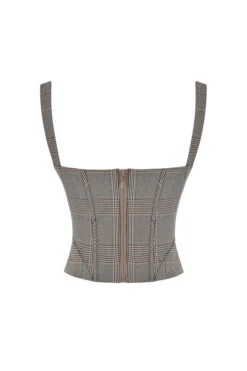 Mistress Rocks Monochrome Square Neck Chequered Corset -Pinkyy Kleider Geschaft chr3171 02