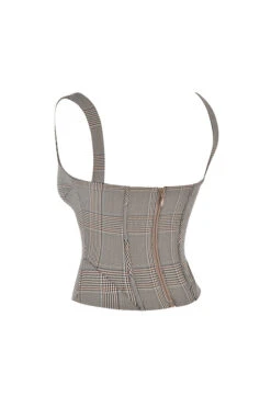 Mistress Rocks Monochrome Square Neck Chequered Corset -Pinkyy Kleider Geschaft chr3171 03