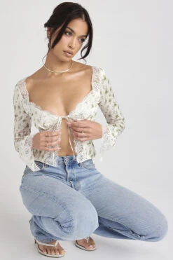 Garden Print Lace Trim Top -Pinkyy Kleider Geschaft clarissa 3