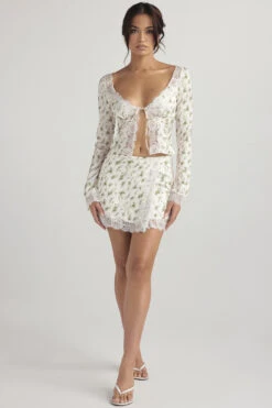 Garden Print Lace Trim Mini Skirt -Pinkyy Kleider Geschaft clarissanoemie 1