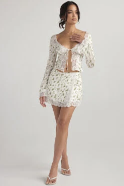 Garden Print Lace Trim Mini Skirt -Pinkyy Kleider Geschaft clarissanoemie 2