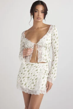 Garden Print Lace Trim Mini Skirt -Pinkyy Kleider Geschaft clarissanoemie 5