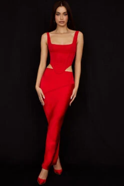 Scarlet Satin Low Waist Midi Skirt -Pinkyy Kleider Geschaft colette r1