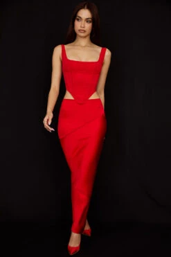 Scarlet Satin Low Waist Midi Skirt -Pinkyy Kleider Geschaft colette r3