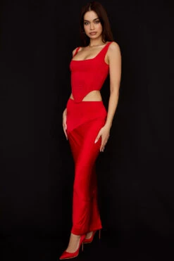 Scarlet Satin Low Waist Midi Skirt -Pinkyy Kleider Geschaft colette r4