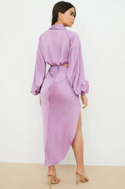 Lilac Silky Satin Draped Skirt -Pinkyy Kleider Geschaft constance 7