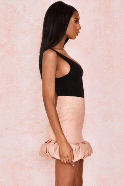 Blush Vegan Leather Ruffle Mini Skirt -Pinkyy Kleider Geschaft darya 5