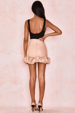 Blush Vegan Leather Ruffle Mini Skirt -Pinkyy Kleider Geschaft darya 6