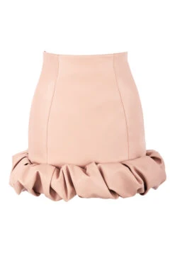 Blush Vegan Leather Ruffle Mini Skirt -Pinkyy Kleider Geschaft darya blush 01e