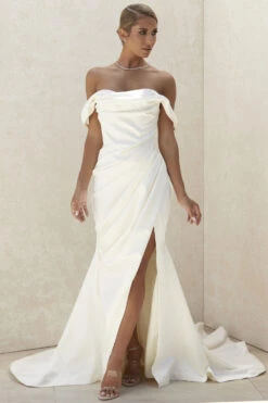 Ivory Draped Corset Bridal Gown - Limited Edition -Pinkyy Kleider Geschaft delphine 1