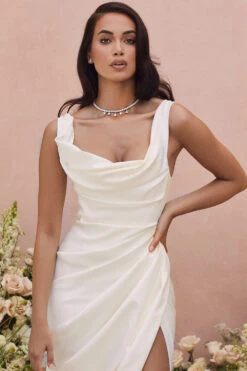 Ivory Draped Corset Bridal Gown - Limited Edition -Pinkyy Kleider Geschaft delphine white 15