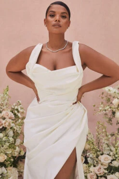 Ivory Draped Corset Bridal Gown - Limited Edition -Pinkyy Kleider Geschaft delphine white 21