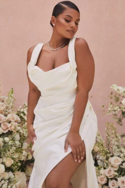 Ivory Draped Corset Bridal Gown - Limited Edition -Pinkyy Kleider Geschaft delphine white 22