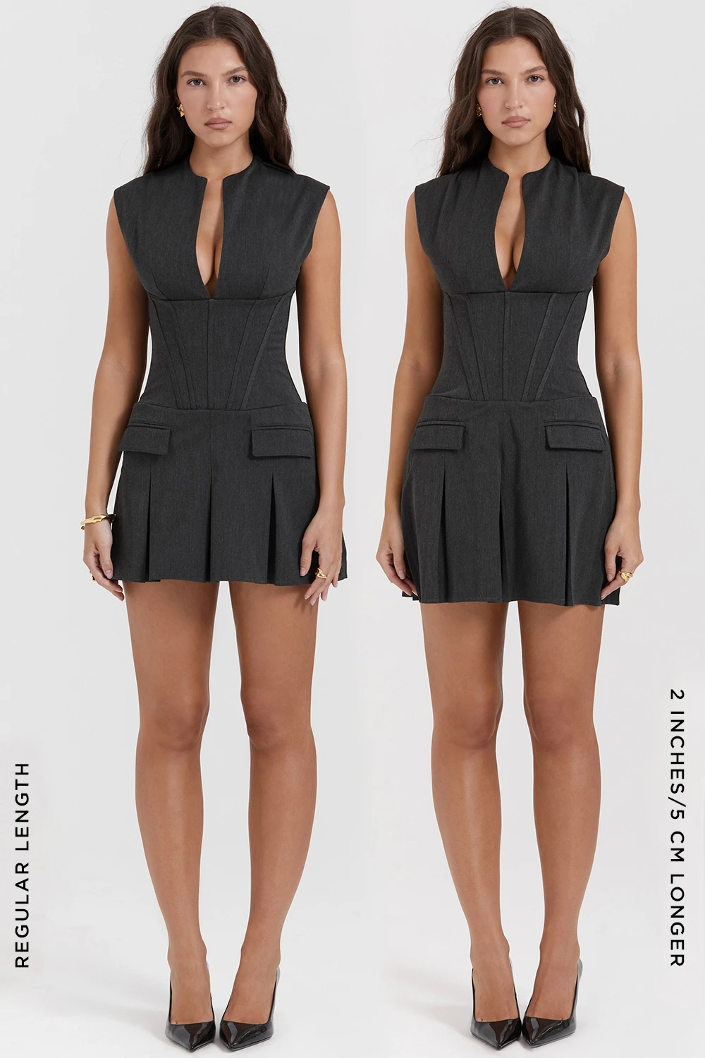 Charcoal Pleated Corset Dress 13 Charcoal Pleated Corset Dress – Bild 13