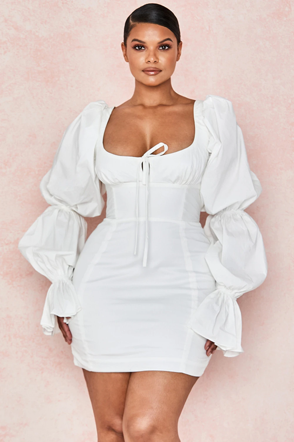 White Puff Sleeve Corset Dress 3 White Puff Sleeve Corset Dress – Bild 3