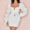 White Puff Sleeve Corset Dress