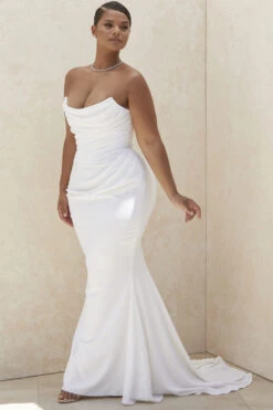 Ivory Draped Strapless Bridal Gown - Limited Edition -Pinkyy Kleider Geschaft esmee 12