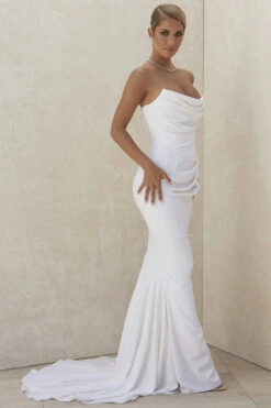Ivory Draped Strapless Bridal Gown - Limited Edition -Pinkyy Kleider Geschaft esmee 4