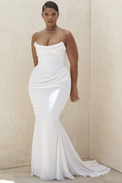 Ivory Draped Strapless Bridal Gown - Limited Edition -Pinkyy Kleider Geschaft esmee 7