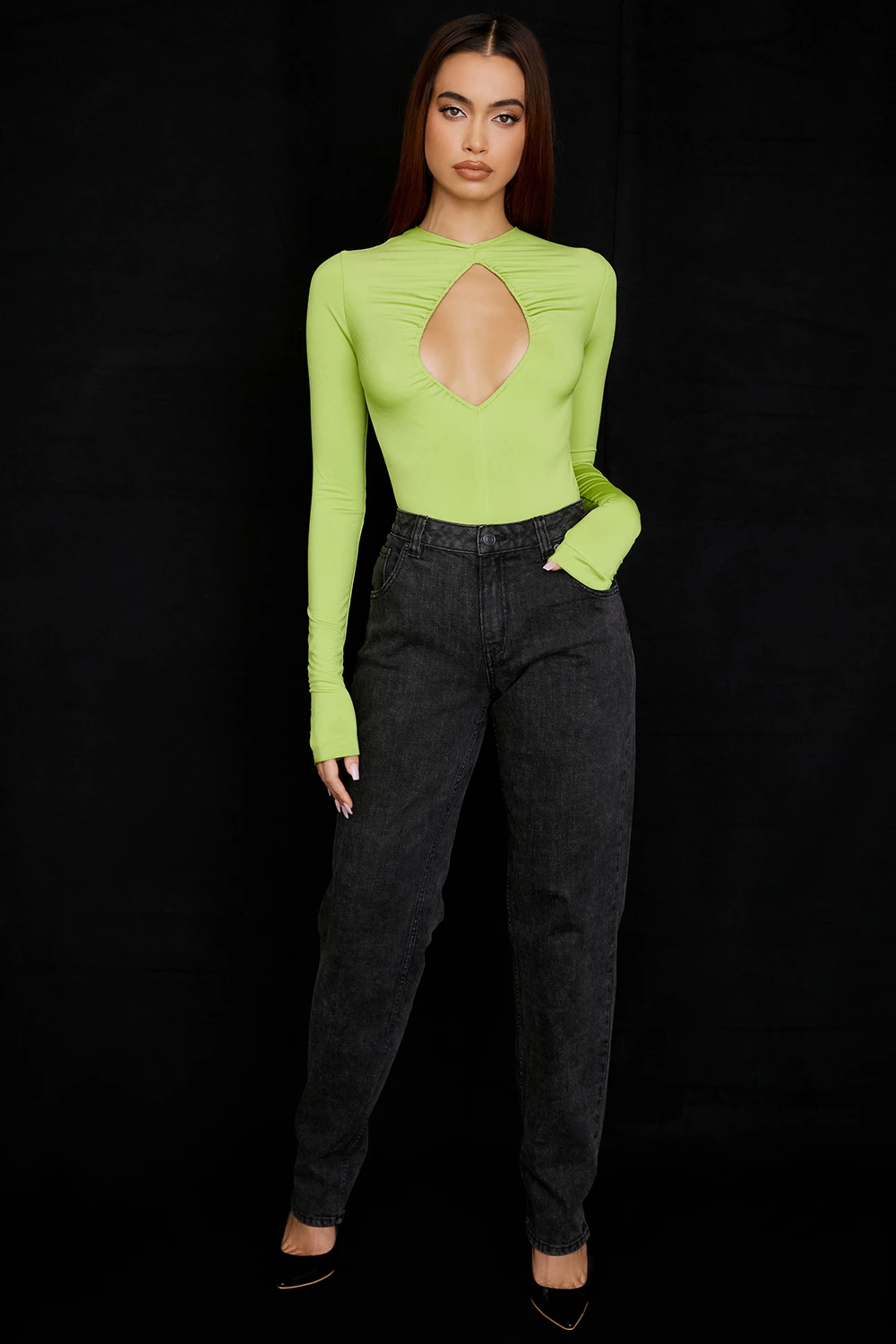 Lime Green Cutout Bodysuit 2 Lime Green Cutout Bodysuit – Bild 2