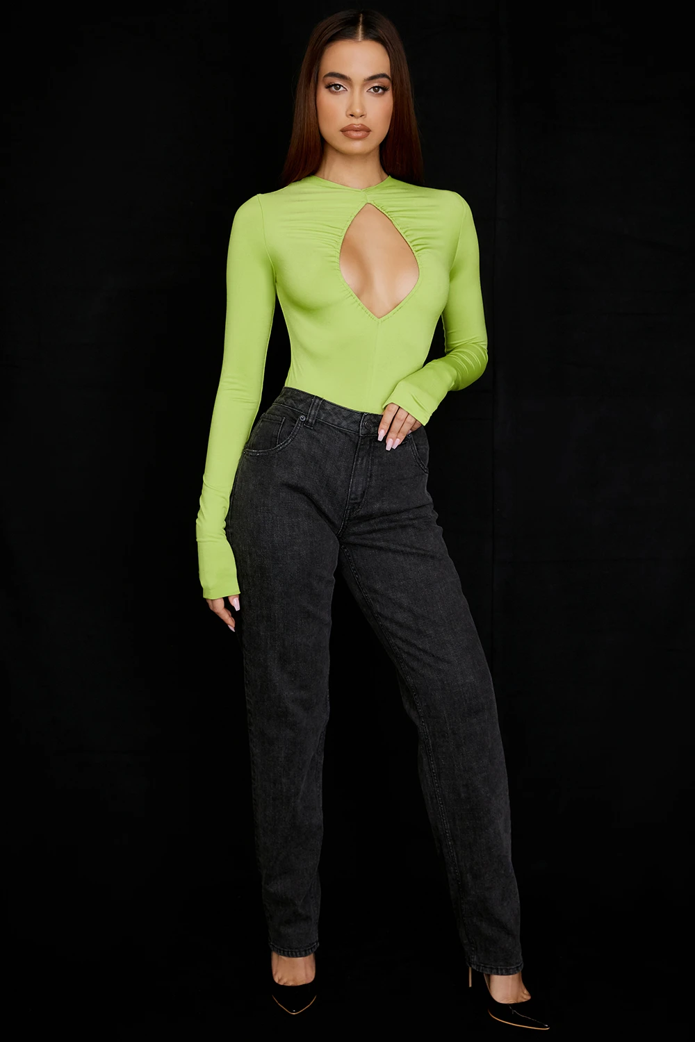 Lime Green Cutout Bodysuit 3 Lime Green Cutout Bodysuit – Bild 3