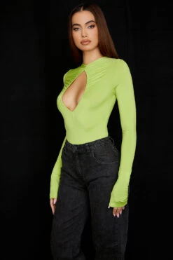 Lime Green Cutout Bodysuit 12 Lime Green Cutout Bodysuit -Pinkyy Kleider Geschaft estrelle 4