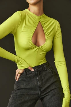 Lime Green Cutout Bodysuit 14 Lime Green Cutout Bodysuit -Pinkyy Kleider Geschaft estrelle l55